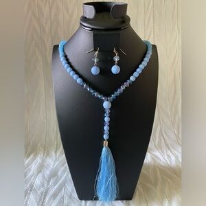 Aqua beads Mala necklaces. Ea. set $27. $50 for 2 set - Earrings & necklaces